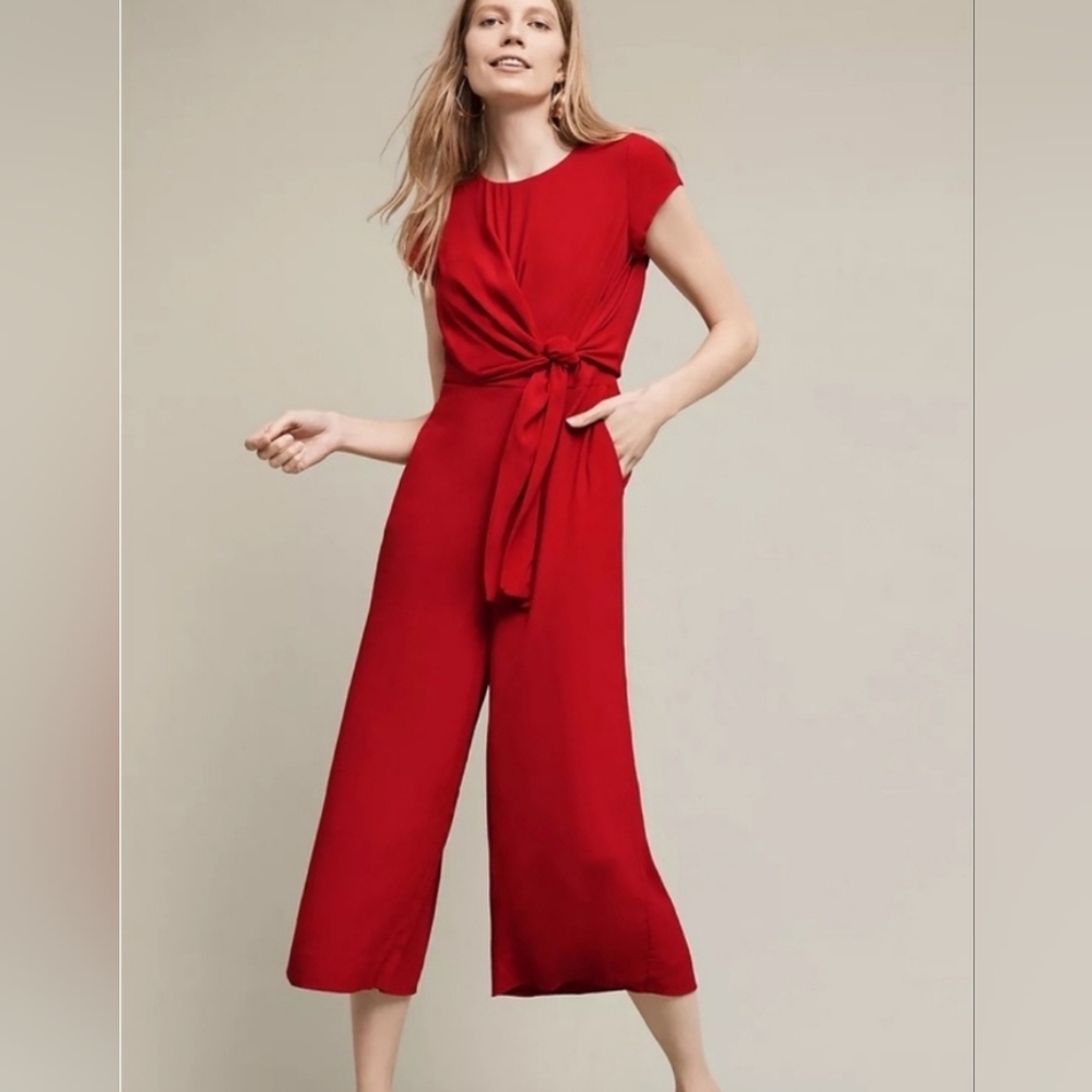 Maeve Anthropologie red jumpsuit